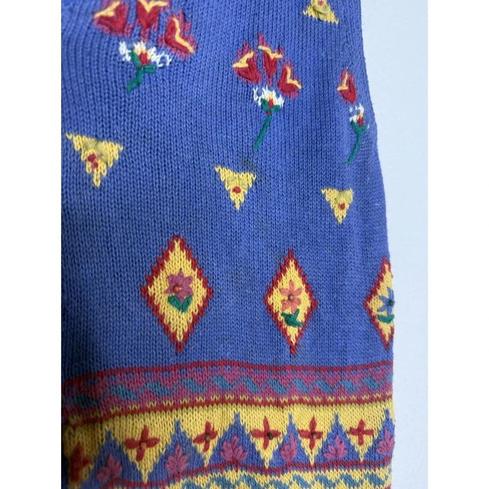 Vintage Susan Bristol Women's S Hand Embroidered Floral Rainbow Vest Teacher
